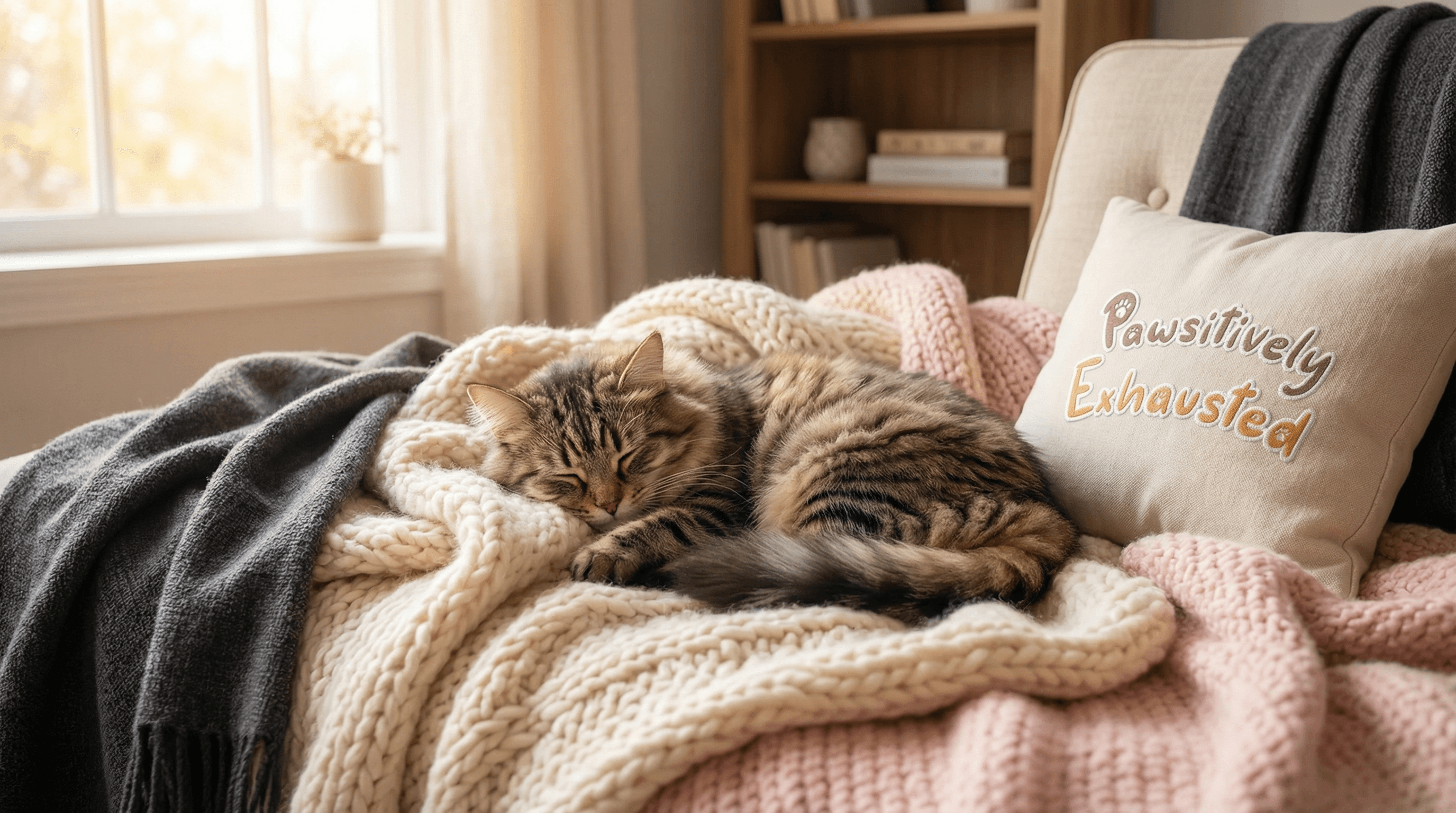 Cat napping - Pawsitively Exhausted